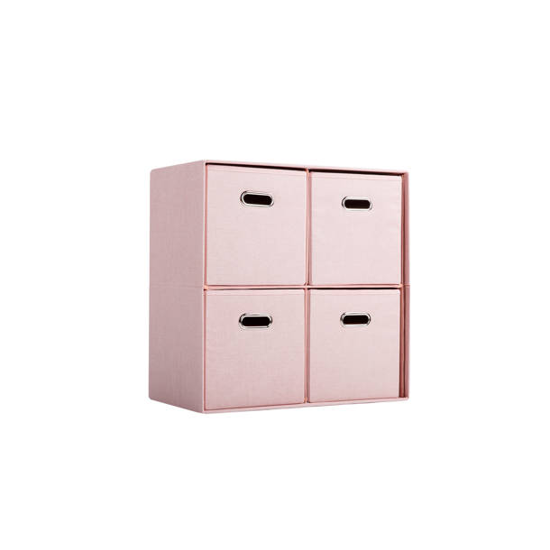 Inbox Zero Blush Linen Cube Organizer Shelf With 6 Storage Bins